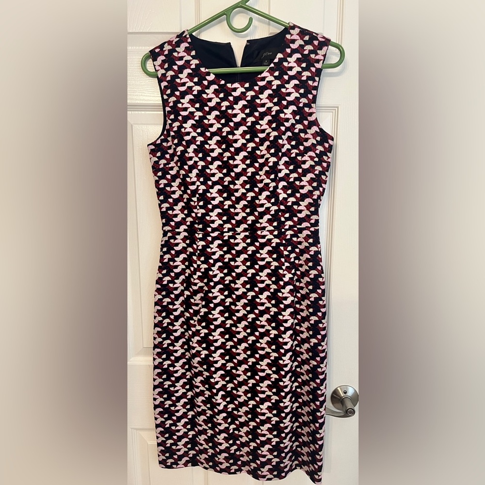 j Crew Burgundy Pink and Navy Sheath Dress Size 4